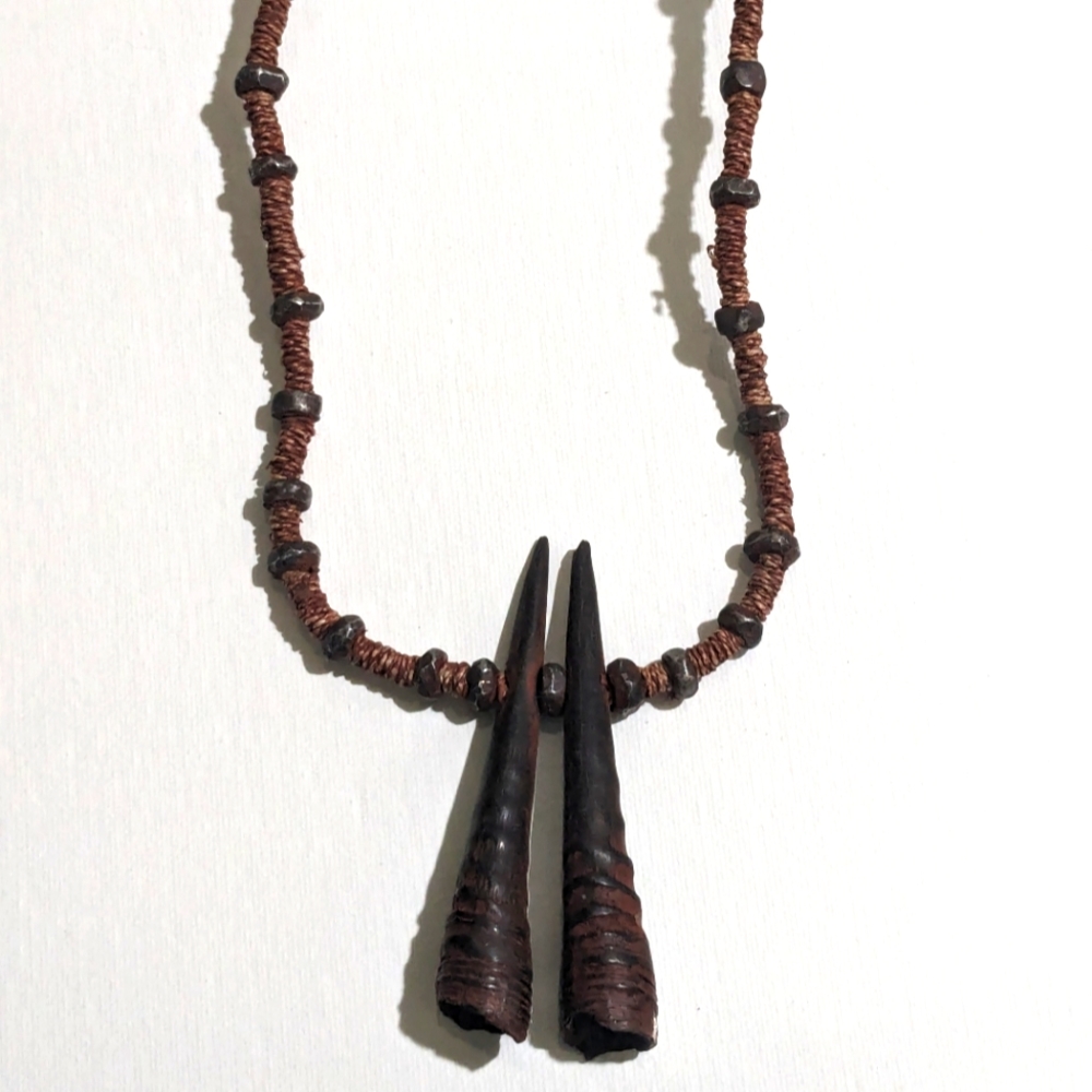 Authentic Namibian Dik-dik and hemp with iron traditional Herero tribal necklace